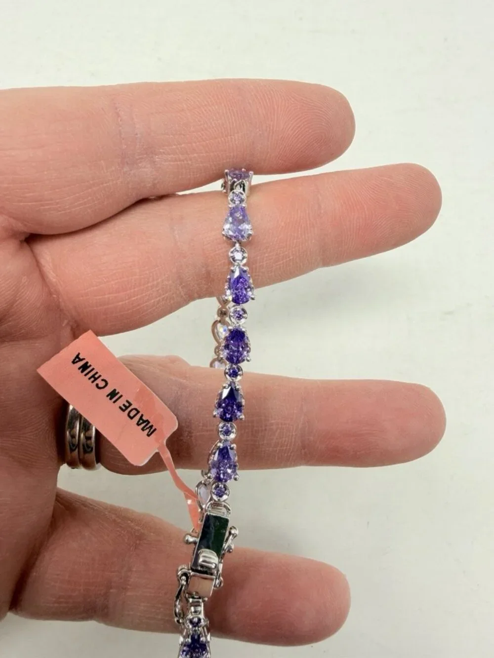 Shop LC Simulated Amethyst Silvertone Tennis Bracelet 8.00 In TGW 8.82 cts. 5590